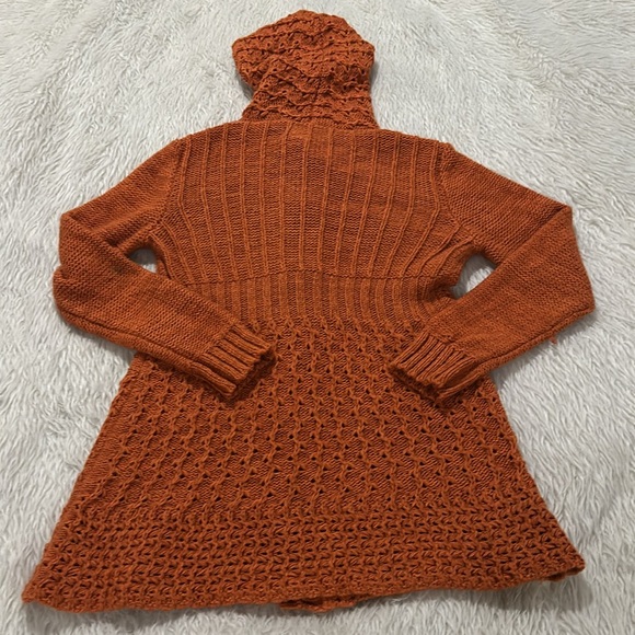Peruvian Arte Meche Orange baby alpaca hoodie cardigan button down knit … - Picture 8 of 10